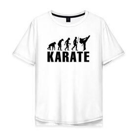 Мужская футболка хлопок Oversize с принтом Karate Evolution в Екатеринбурге, 100% хлопок | свободный крой, круглый ворот, “спинка” длиннее передней части | боевое искусство | боец | карате | каратэ | каратэ боец | каратэ воин | каратэ до | карте кёкусинкай | кёкусинкай | киокусинкай | пустая рука | путь пустой руки | рука тан | самооборона