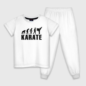 Детская пижама хлопок с принтом Karate Evolution в Екатеринбурге, 100% хлопок |  брюки и футболка прямого кроя, без карманов, на брюках мягкая резинка на поясе и по низу штанин
 | Тематика изображения на принте: боевое искусство | боец | карате | каратэ | каратэ боец | каратэ воин | каратэ до | карте кёкусинкай | кёкусинкай | киокусинкай | пустая рука | путь пустой руки | рука тан | самооборона