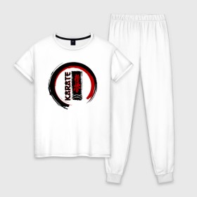 Женская пижама хлопок с принтом Karate Kyokushinkai в Екатеринбурге, 100% хлопок | брюки и футболка прямого кроя, без карманов, на брюках мягкая резинка на поясе и по низу штанин | 