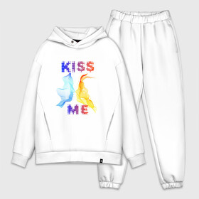 Мужской костюм хлопок OVERSIZE с принтом Kiss Me в Екатеринбурге,  |  | cyber | kiss | абстракция | волны | любовь | поцелуй