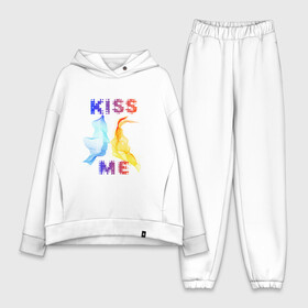 Женский костюм хлопок Oversize с принтом Kiss Me в Екатеринбурге,  |  | cyber | kiss | абстракция | волны | любовь | поцелуй