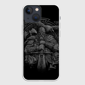Чехол для iPhone 13 mini с принтом Викинг в Екатеринбурге,  |  | викинг | воин | ворон | кельтские узоры | рисунок