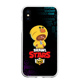 Чехол для iPhone XS Max матовый с принтом BRAWL STARS SALLY LEON в Екатеринбурге, Силикон | Область печати: задняя сторона чехла, без боковых панелей | brawl stars | crow | leon | leon shark | sally leon | shark | stars | акула | берли | ворон | леон | леон акула | спайк | эль примо