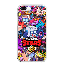 Чехол для iPhone 7Plus/8 Plus матовый с принтом BRAWL STARS 8-BIT в Екатеринбурге, Силикон | Область печати: задняя сторона чехла, без боковых панелей | brawl stars | brawl stars все персонажи | crow | leon | leon shark | sally leon | shark | stars | акула | берли | ворон | леон | леон акула | спайк | эль примо