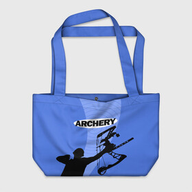 Пляжная сумка 3D с принтом Archery в Екатеринбурге, 100% полиэстер | застегивается на металлическую кнопку; внутренний карман застегивается на молнию. Стенки укреплены специальным мягким материалом, чтобы защитить содержимое от несильных ударов
 | archer | archery | bow | bow hunter | bowhunter | лук | лучник | стрельба из лука
