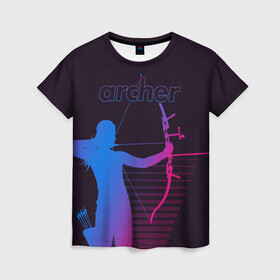 Женская футболка 3D с принтом Archer в Екатеринбурге, 100% полиэфир ( синтетическое хлопкоподобное полотно) | прямой крой, круглый вырез горловины, длина до линии бедер | archer | archery | bow | bow hunter | bowhunter | лук | лучник | стрельба из лука