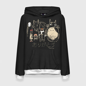 Женская толстовка 3D с принтом My Neighbor Totoro группа на черном в Екатеринбурге, 100% полиэстер  | двухслойный капюшон со шнурком для регулировки, мягкие манжеты на рукавах и по низу толстовки, спереди карман-кенгуру с мягким внутренним слоем. | anime | hayao miyazaki | japanese | meme | miyazaki | piano | studio ghibli | tokyo | totoro | гибли | котобус | мой | сосед | сусуватари | тонари | тоторо | хаяо миядзаки