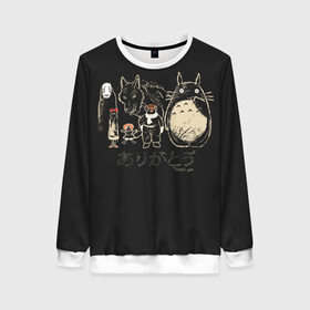 Женский свитшот 3D с принтом My Neighbor Totoro группа на черном в Екатеринбурге, 100% полиэстер с мягким внутренним слоем | круглый вырез горловины, мягкая резинка на манжетах и поясе, свободная посадка по фигуре | anime | hayao miyazaki | japanese | meme | miyazaki | piano | studio ghibli | tokyo | totoro | гибли | котобус | мой | сосед | сусуватари | тонари | тоторо | хаяо миядзаки