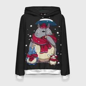 Женская толстовка 3D с принтом My Neighbor Totoro зонт от снега в Екатеринбурге, 100% полиэстер  | двухслойный капюшон со шнурком для регулировки, мягкие манжеты на рукавах и по низу толстовки, спереди карман-кенгуру с мягким внутренним слоем. | Тематика изображения на принте: anime | hayao miyazaki | japanese | meme | miyazaki | piano | studio ghibli | tokyo | totoro | гибли | котобус | мой | сосед | сусуватари | тонари | тоторо | хаяо миядзаки