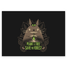 Поздравительная открытка с принтом Plant a tree Save the forest в Екатеринбурге, 100% бумага | плотность бумаги 280 г/м2, матовая, на обратной стороне линовка и место для марки
 | anime | hayao miyazaki | japanese | meme | miyazaki | piano | studio ghibli | tokyo | totoro | гибли | котобус | мой | сосед | сусуватари | тонари | тоторо | хаяо миядзаки