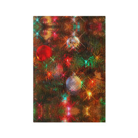 Обложка для паспорта матовая кожа с принтом Елка новогодняя с игрушками в Екатеринбурге, натуральная матовая кожа | размер 19,3 х 13,7 см; прозрачные пластиковые крепления | Тематика изображения на принте: balls | christmas tree | garland | gift | multicolored | new year | toys | гирлянда | год | елка | игрушки | новогодние | новый | подарок | разноцветный | шарики