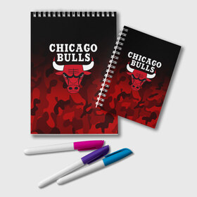 Блокнот с принтом CHICAGO BULLS в Екатеринбурге, 100% бумага | 48 листов, плотность листов — 60 г/м2, плотность картонной обложки — 250 г/м2. Листы скреплены удобной пружинной спиралью. Цвет линий — светло-серый
 | bulls | chicago | chicago bulls | nba | red bulls | usa | америка | быки | нба | сша | чикаго буллс