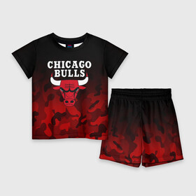 Детский костюм с шортами 3D с принтом CHICAGO BULLS  ЧИКАГО БУЛЛС в Екатеринбурге,  |  | Тематика изображения на принте: bulls | chicago | chicago bulls | nba | red bulls | usa | америка | быки | нба | сша | чикаго буллс