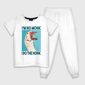 Детская пижама хлопок с принтом Гусь Хонк в Екатеринбурге, 100% хлопок |  брюки и футболка прямого кроя, без карманов, на брюках мягкая резинка на поясе и по низу штанин
 | goose | honk | гуси | гусь | хонк