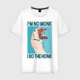 Мужская футболка хлопок с принтом Гусь Хонк в Екатеринбурге, 100% хлопок | прямой крой, круглый вырез горловины, длина до линии бедер, слегка спущенное плечо. | goose | honk | гуси | гусь | хонк