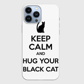 Чехол для iPhone 13 Pro Max с принтом Обними своего черного кота в Екатеринбурге,  |  | black cat | cat | keep calm | кип калм | парные | подарок | черный кот