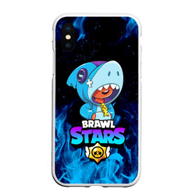 Чехол для iPhone XS Max матовый с принтом BRAWL STARS LEON SHARK в Екатеринбурге, Силикон | Область печати: задняя сторона чехла, без боковых панелей | brawl stars | crow | leon | leon shark | sally leon | shark | stars | акула | берли | ворон | леон | леон акула | спайк | эль примо