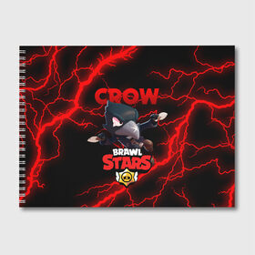 Альбом для рисования с принтом BRAWL STARS CROW в Екатеринбурге, 100% бумага
 | матовая бумага, плотность 200 мг. | brawl stars | crow | leon | leon shark | sally leon | shark | stars | акула | берли | ворон | леон | леон акула | спайк | эль примо