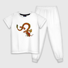 Детская пижама хлопок с принтом Metallized Red Dragon в Екатеринбурге, 100% хлопок |  брюки и футболка прямого кроя, без карманов, на брюках мягкая резинка на поясе и по низу штанин
 | азиатский дракон | восточный дракон | год дракона | дракон | змей | китайский дракон | китайский змей | красный дракон | металлический дракон | огненный дракон | японский дракон | яркий дракон