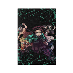 Обложка для паспорта матовая кожа с принтом DEMON SLAYER KIMETSU NO YAIBA | КЛИНОК РАССЕКАЮЩИЙ ДЕМОНОВ в Екатеринбурге, натуральная матовая кожа | размер 19,3 х 13,7 см; прозрачные пластиковые крепления | demon slayer | kimetsu no yaiba | nezuko | shinobu | slayer | tanjiro | zenitsu | гию томиока | зенитсу | зенитцу | иноске хашибира | клинок рассекающий демонов | незуко | танджиро | шинобу кочо