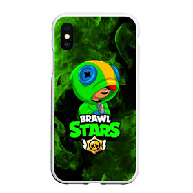 Чехол для iPhone XS Max матовый с принтом BRAWL STARS LEON в Екатеринбурге, Силикон | Область печати: задняя сторона чехла, без боковых панелей | brawl stars | crow | leon | leon shark | sally leon | shark | stars | акула | берли | ворон | леон | леон акула | спайк | эль примо