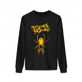 Женский свитшот хлопок с принтом My Chemical Romance spider в Екатеринбурге, 100% хлопок | прямой крой, круглый вырез, на манжетах и по низу широкая трикотажная резинка  | music | my chemical romance | rock | боб брайар | джеймс дьюис | джерард уэи | майки уэи | музыка | рок | рэй торо | фрэнк айеро