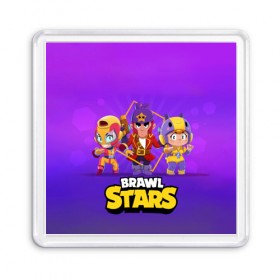 Магнит 55*55 с принтом Brawl Stars в Екатеринбурге, Пластик | Размер: 65*65 мм; Размер печати: 55*55 мм | bo | brawl | brock | bull | colt | dynamike | elprimo | jessie | leon | moba | nita | shelly | stars | бо | брок | булл | джесси | динамайк | кольт | леон | нита | шелли | эльпримо