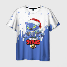Мужская футболка 3D с принтом BRAWL STARS ОБОРОТЕНЬ LEON. в Екатеринбурге, 100% полиэфир | прямой крой, круглый вырез горловины, длина до линии бедер | brawl stars | leon | moba | бравл старс | жанр | игра | леон | оборотень | оборотень leon