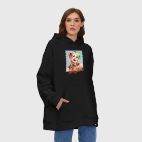 Худи SuperOversize хлопок с принтом Harley Quinn XX в Екатеринбурге, 70% хлопок, 30% полиэстер, мягкий начес внутри | карман-кенгуру, эластичная резинка на манжетах и по нижней кромке, двухслойный капюшон
 | birds of prey | harley quinn | марго робби | потрясающая история харли квин | харли квин | хищные птицы