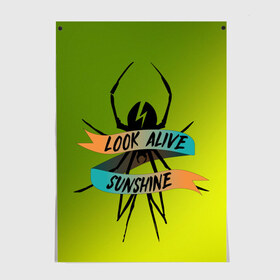 Постер с принтом Look alive sunshine в Екатеринбурге, 100% бумага
 | бумага, плотность 150 мг. Матовая, но за счет высокого коэффициента гладкости имеет небольшой блеск и дает на свету блики, но в отличии от глянцевой бумаги не покрыта лаком | alive | look | my chemical | rok | romance | sunshine