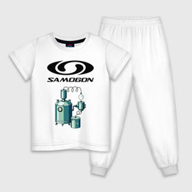 Детская пижама хлопок с принтом SAMOGON в Екатеринбурге, 100% хлопок |  брюки и футболка прямого кроя, без карманов, на брюках мягкая резинка на поясе и по низу штанин
 | salomon | прикол | приколы | самогон | шутка | юмор