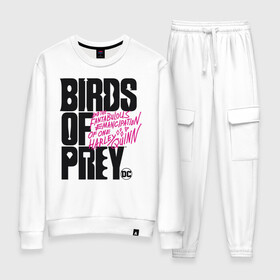 Женский костюм хлопок с принтом Birds of Prey logo в Екатеринбурге, 100% хлопок | на свитшоте круглая горловина, мягкая резинка по низу. Брюки заужены к низу, на них два вида карманов: два 
