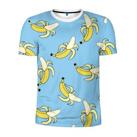 Мужская футболка 3D спортивная с принтом Banana art в Екатеринбурге, 100% полиэстер с улучшенными характеристиками | приталенный силуэт, круглая горловина, широкие плечи, сужается к линии бедра | Тематика изображения на принте: banana | pop art | банан | бананы | поп арт