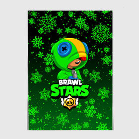 Постер с принтом BRAWL STARS НОВОГОДНИЙ в Екатеринбурге, 100% бумага
 | бумага, плотность 150 мг. Матовая, но за счет высокого коэффициента гладкости имеет небольшой блеск и дает на свету блики, но в отличии от глянцевой бумаги не покрыта лаком | brawl stars | brawl stars новогодний | christmas | crow | leon | leon shark | new year | shark | stars | акула | ворон | леон | леон акула | новогодний | новый год | спайк