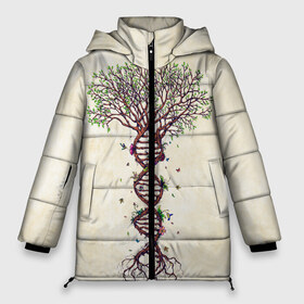 Женская зимняя куртка 3D с принтом Дерево жизни в Екатеринбурге, верх — 100% полиэстер; подкладка — 100% полиэстер; утеплитель — 100% полиэстер | длина ниже бедра, силуэт Оверсайз. Есть воротник-стойка, отстегивающийся капюшон и ветрозащитная планка. 

Боковые карманы с листочкой на кнопках и внутренний карман на молнии | бабочки | ветви | ветки | дерево | днк | жизнь | корни | крона | птички