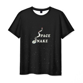 Мужская футболка 3D с принтом Space snake в Екатеринбурге, 100% полиэфир | прямой крой, круглый вырез горловины, длина до линии бедер | bite | cyborg snake | rick and morty | ship | snakes | space snake | vdgerir | рик и морти