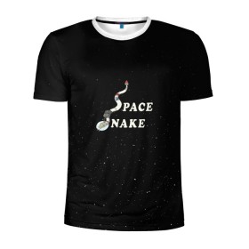 Мужская футболка 3D спортивная с принтом Space snake в Екатеринбурге, 100% полиэстер с улучшенными характеристиками | приталенный силуэт, круглая горловина, широкие плечи, сужается к линии бедра | bite | cyborg snake | rick and morty | ship | snakes | space snake | vdgerir | рик и морти