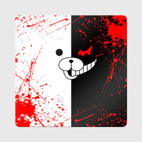 Магнит виниловый Квадрат с принтом MONOKUMA | МОНОКУМА в Екатеринбурге, полимерный материал с магнитным слоем | размер 9*9 см, закругленные углы | anime | bear | black  white | danganronpa | kurokuma | monodam | monokuma | monomi | monotaro | rabbit | school | shirokuma | аниме | главарь | мoноми | монокума | черно белый | школа