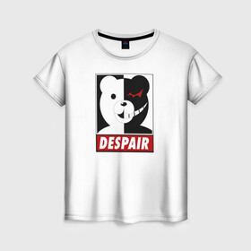 Женская футболка 3D с принтом Monokuma в Екатеринбурге, 100% полиэфир ( синтетическое хлопкоподобное полотно) | прямой крой, круглый вырез горловины, длина до линии бедер | anime | art | bear | danganronpa | japan | monokuma | аниме | арт | животное | манга | медведь | мишка | мульфильм | персонаж | плюшевый | япония