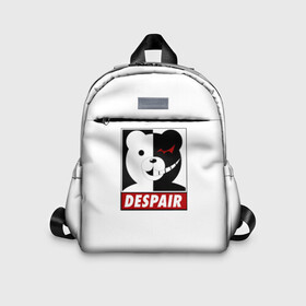 Детский рюкзак 3D с принтом Monokuma despair в Екатеринбурге, 100% полиэстер | лямки с регулируемой длиной, сверху петелька, чтобы рюкзак можно было повесить на вешалку. Основное отделение закрывается на молнию, как и внешний карман. Внутри дополнительный карман. По бокам два дополнительных кармашка | anime | art | bear | danganronpa | japan | monokuma | аниме | арт | животное | манга | медведь | мишка | мульфильм | персонаж | плюшевый | япония