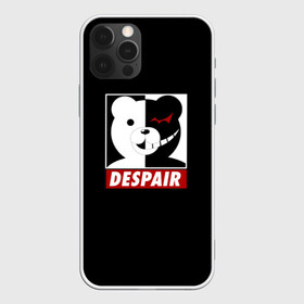 Чехол для iPhone 12 Pro с принтом Monokuma despair на черном в Екатеринбурге, силикон | область печати: задняя сторона чехла, без боковых панелей | anime | art | bear | danganronpa | japan | monokuma | аниме | арт | животное | манга | медведь | мишка | мульфильм | персонаж | плюшевый | япония