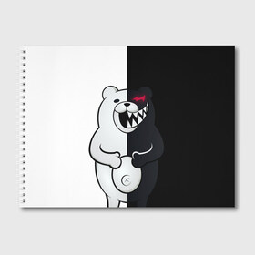 Альбом для рисования с принтом MONOKUMA в Екатеринбурге, 100% бумага
 | матовая бумага, плотность 200 мг. | anime | bear | black  white | danganronpa | kurokuma | monodam | monokuma | monomi | monotaro | rabbit | school | shirokuma | аниме | главарь | мoноми | монокума | черно белый | школа