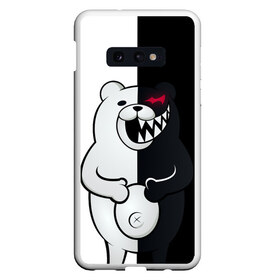 Чехол для Samsung S10E с принтом MONOKUMA в Екатеринбурге, Силикон | Область печати: задняя сторона чехла, без боковых панелей | anime | bear | black  white | danganronpa | kurokuma | monodam | monokuma | monomi | monotaro | rabbit | school | shirokuma | аниме | главарь | мoноми | монокума | черно белый | школа