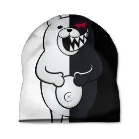 Шапка 3D с принтом MONOKUMA в Екатеринбурге, 100% полиэстер | универсальный размер, печать по всей поверхности изделия | anime | bear | black  white | danganronpa | kurokuma | monodam | monokuma | monomi | monotaro | rabbit | school | shirokuma | аниме | главарь | мoноми | монокума | черно белый | школа