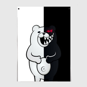 Постер с принтом MONOKUMA в Екатеринбурге, 100% бумага
 | бумага, плотность 150 мг. Матовая, но за счет высокого коэффициента гладкости имеет небольшой блеск и дает на свету блики, но в отличии от глянцевой бумаги не покрыта лаком | anime | bear | black  white | danganronpa | kurokuma | monodam | monokuma | monomi | monotaro | rabbit | school | shirokuma | аниме | главарь | мoноми | монокума | черно белый | школа