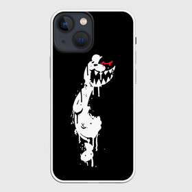 Чехол для iPhone 13 mini с принтом MONOKUMA в темноте в Екатеринбурге,  |  | Тематика изображения на принте: anime | bear | black | danganronpa | japan | monokuma | white | аниме | белое | медведь | монокума | черное | япония