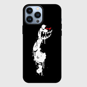 Чехол для iPhone 13 Pro Max с принтом MONOKUMA в темноте в Екатеринбурге,  |  | anime | bear | black | danganronpa | japan | monokuma | white | аниме | белое | медведь | монокума | черное | япония