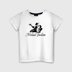 Детская футболка хлопок с принтом Танцующий в Екатеринбурге, 100% хлопок | круглый вырез горловины, полуприлегающий силуэт, длина до линии бедер | Тематика изображения на принте: майкл джексон чёрно белый силуэт