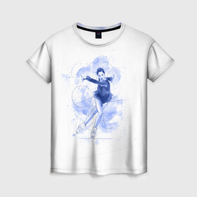 Женская футболка 3D с принтом Фигурное катание в Екатеринбурге, 100% полиэфир ( синтетическое хлопкоподобное полотно) | прямой крой, круглый вырез горловины, длина до линии бедер | figure skating | коньки | конькобежный спорт | фигурное катание