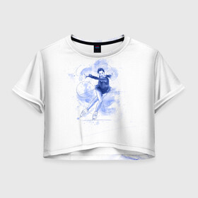 Женская футболка Crop-top 3D с принтом Фигурное катание в Екатеринбурге, 100% полиэстер | круглая горловина, длина футболки до линии талии, рукава с отворотами | figure skating | коньки | конькобежный спорт | фигурное катание